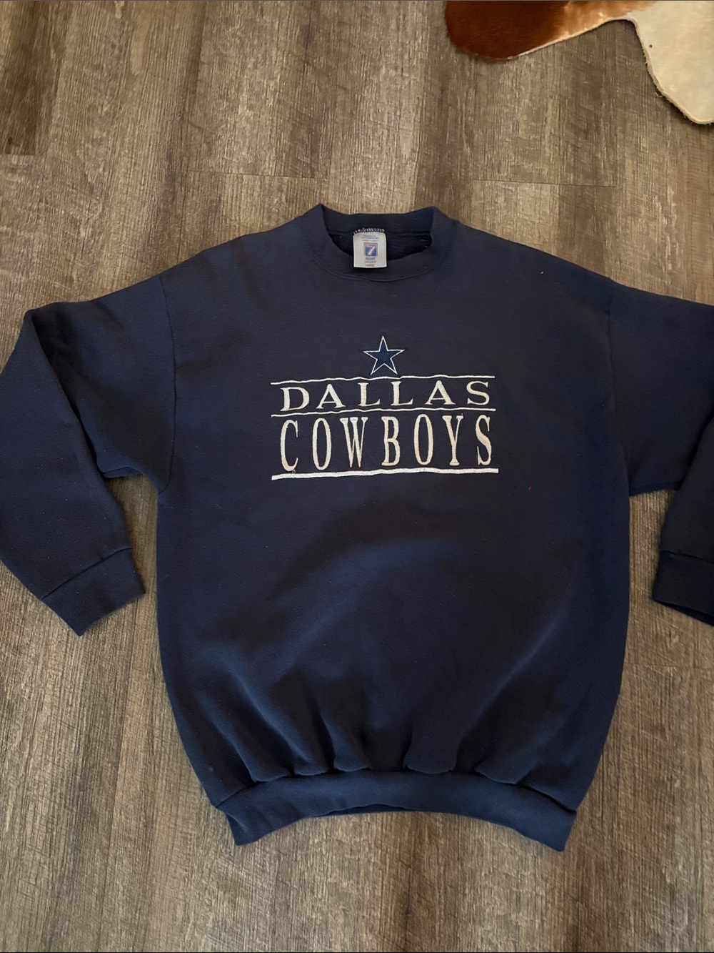Vintage Navy Crewneck with White Dallas Cowboys Text